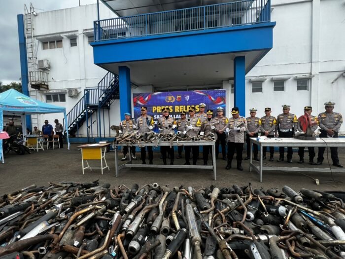 1.538 Knalpot Brong Sitaan Dimusnahkan Satlantas Sukabumi Kota
