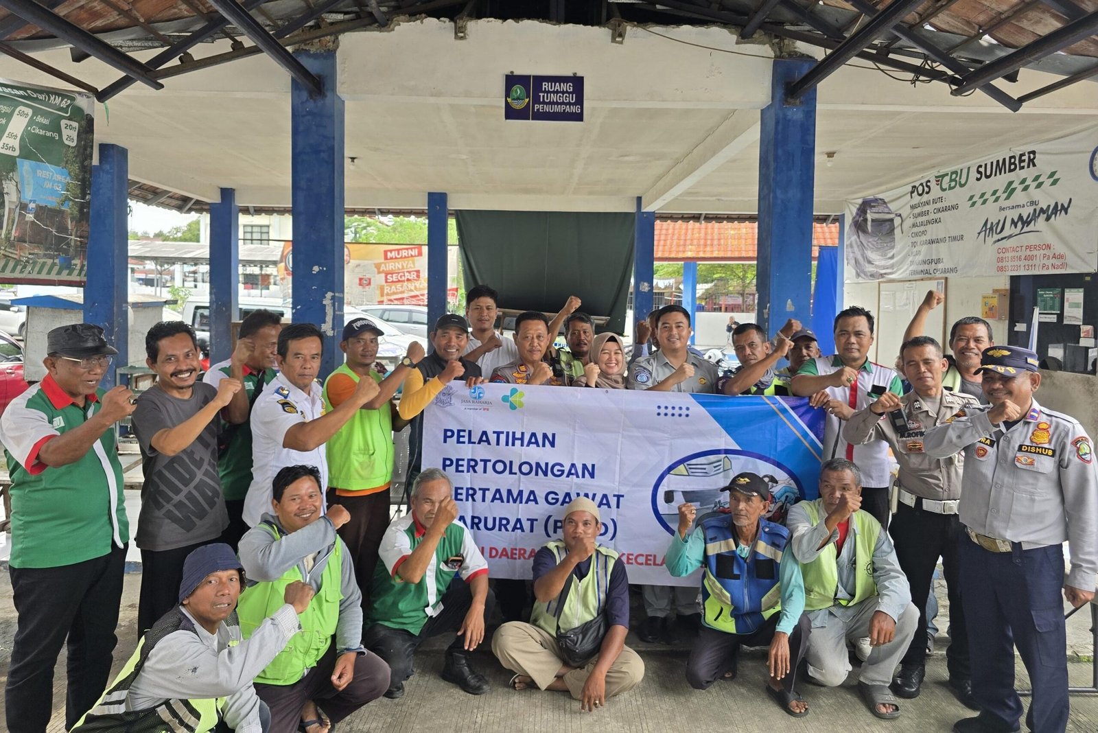 Jasa Raharja Cabang Cirebon Gelar Pelatihan Pertolongan Pertama Gawat Darurat (PPGD) Dan Berikan Layanan Kesehatan Gratis di Terminal Type B Kec Sumber Kab Cirebon