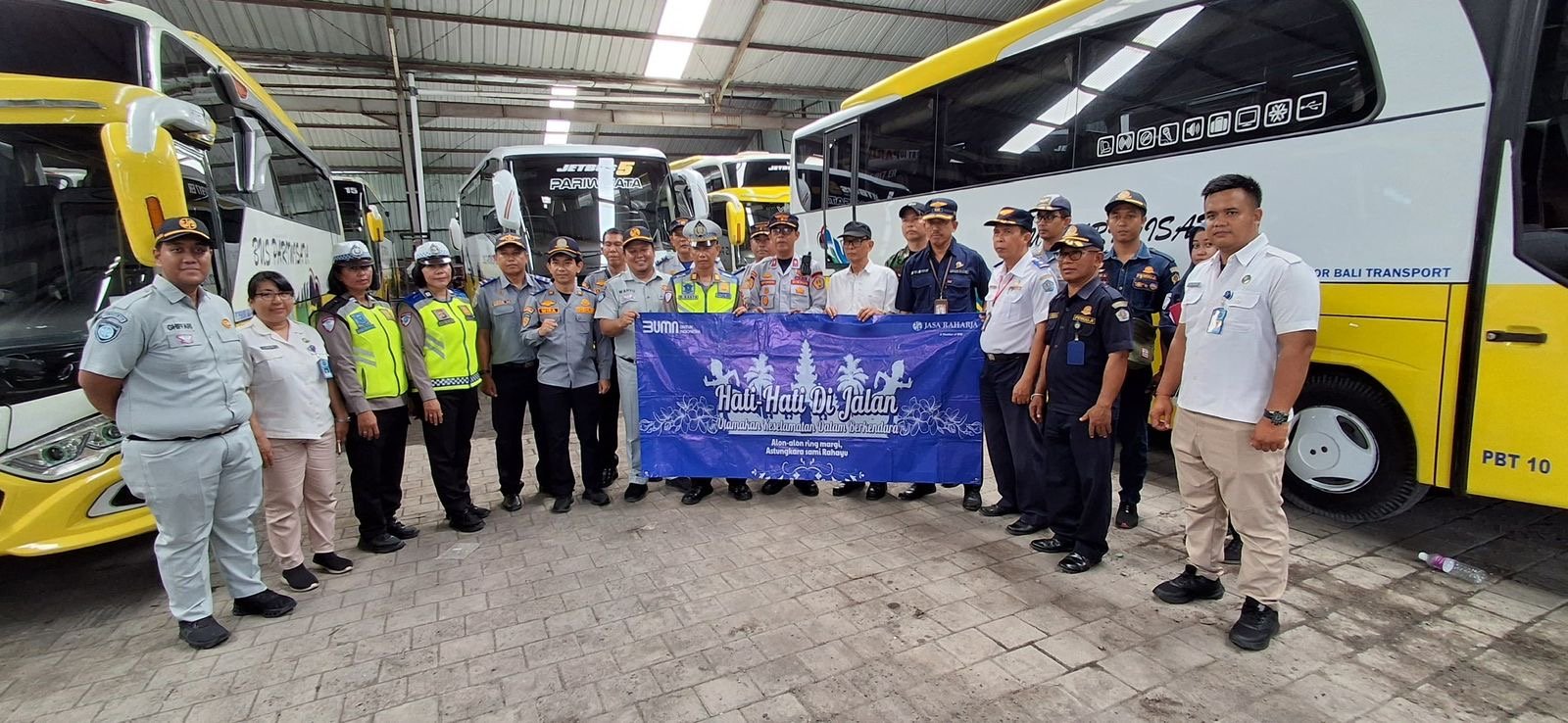 Jasa Raharja Bali Bersama Mitra Kerja Laksanakan Rampcheck di PO MTrans Denpasar